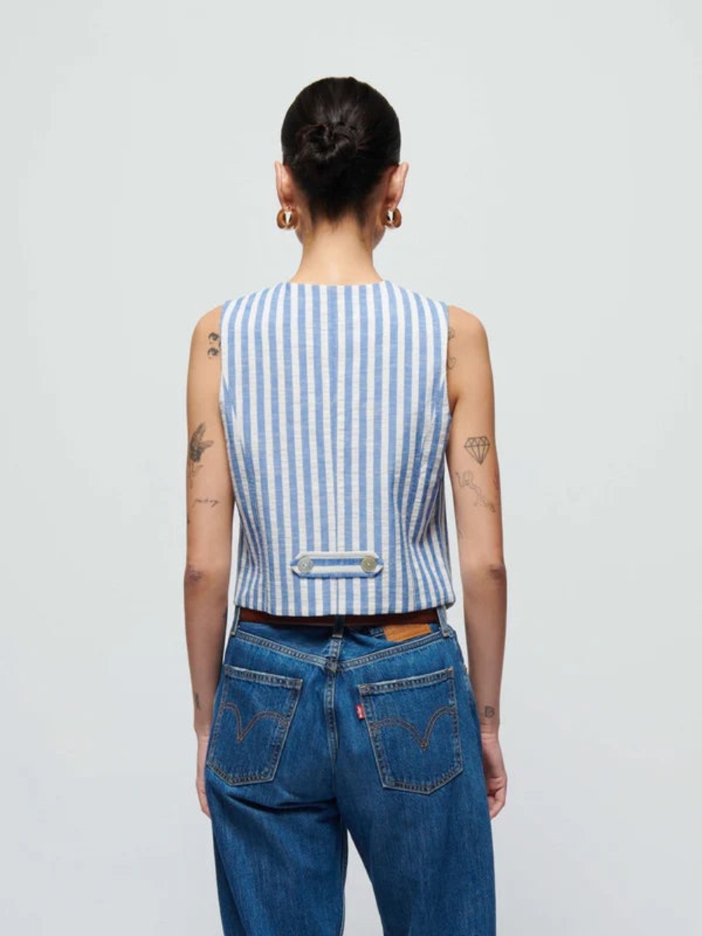 Nation LTD Blue and White Striped Top - Picture 2 of 7